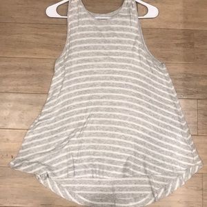 Gray and White Striped Sleeveless Top
